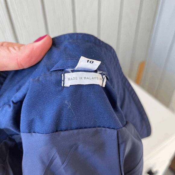 VTG Raindrops by Fleet Street Navy Trench Coat Cream Piping 70s 80s Retro - Picture 9 of 13